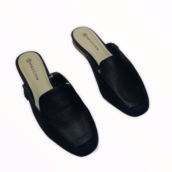 New Massini Shoes Womens Size 6 Black Mule Slides Casual Textured NWT - Picture 6 of 14